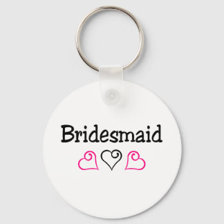 Bridesmaid Pink Black Hearts Key Ring