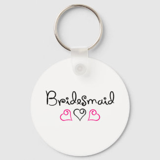 Bridesmaid Pink Black Hearts Key Ring