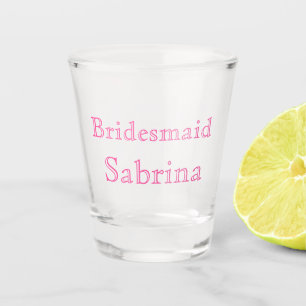 Bridesmaid Pink Custom Name Gifts Wedding  Shot Gl Glass