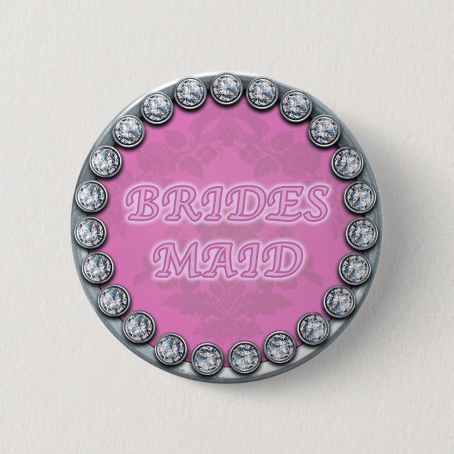 bridesmaid pink diamonds button (Front)