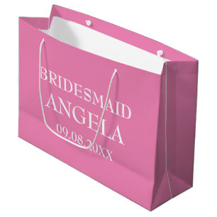 Bridesmaid Pink Elegant Custom Name Gifts Wedding  Large Gift Bag