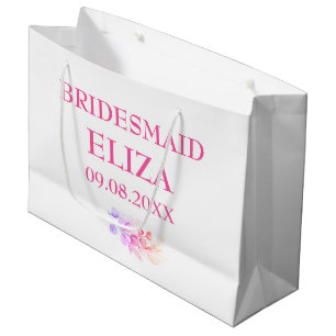 Bridesmaid Pink Elegant Custom Name Gifts Wedding Large Gift Bag