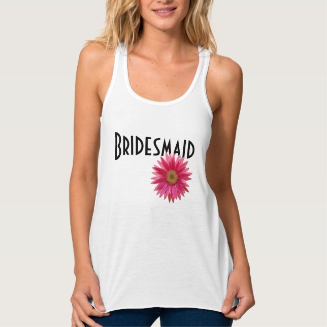 Bridesmaid Pink Gerbera Daisy Wedding Singlet (Front)