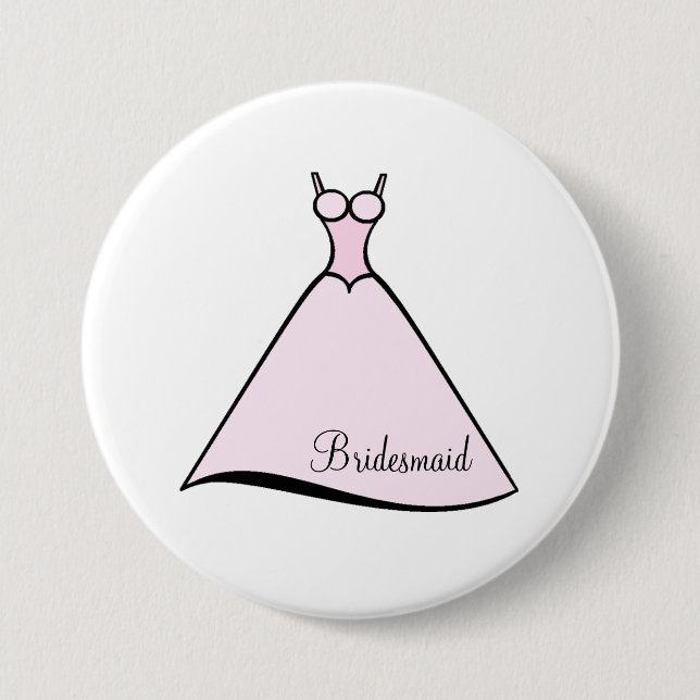 Bridesmaid Pink Gown 7.5 Cm Round Badge (Front)