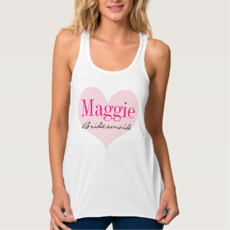 Bridesmaid Pink Heart Personalised Singlet