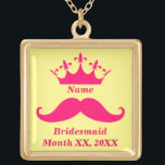 Bridesmaid Pink Moustache Necklace<br><div class="desc">Pink moustache for the Bridesmaid is the trend on this unique custom product. Change the font and colour of the text. Add a background photo or colour if you would like to change this. If you would like the moustache in a different colour contact me with the email below. If...</div>
