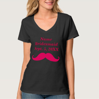 Bridesmaid Pink Moustache Womens Nano V-Neck Shirt