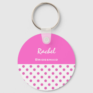 Bridesmaid Pink Polka Dots KC03 Key Ring