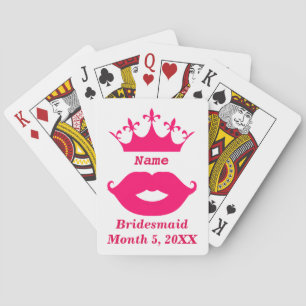Bridesmaid Pink Tiara and Moustache Playing Cards