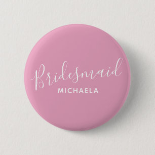 Bridesmaid pink with white text wedding button