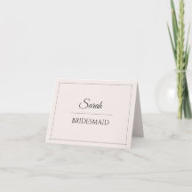 Bridesmaid Place Card | Elegant Minimalist Wedding