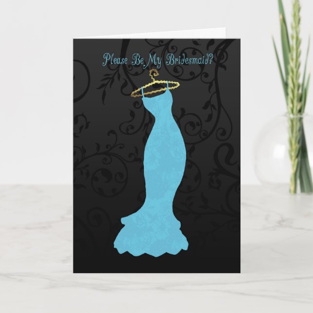 bridesmaid, please be my bridesmaid - blue invitation (Front)