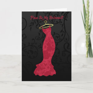 bridesmaid, please be my bridesmaid - red bridesma invitation