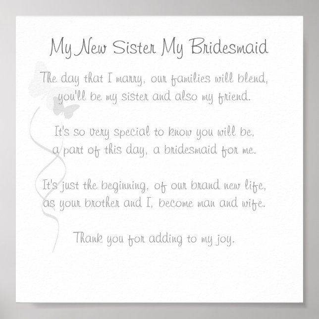 Bridesmaid Poem Print (Front)