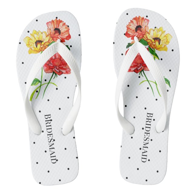 Bridesmaid Polka Dot Floral Jandals (Footbed)