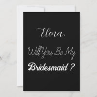Bridesmaid Proposal Black White Elegant Wedding