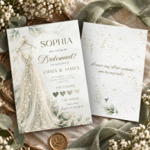 Bridesmaid Proposal Card Lace Sage Green Wedding