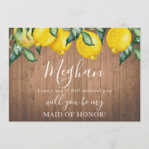 Bridesmaid proposal card Lemons and wood