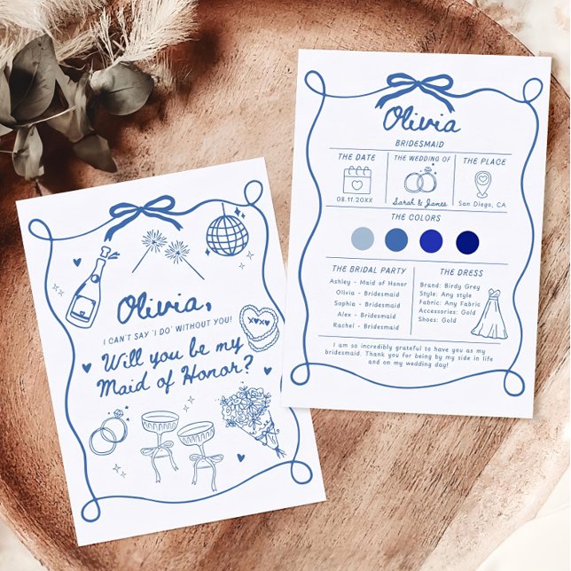 Bridesmaid Proposal Card Template, Hand Drawn Will (Creator Uploaded)