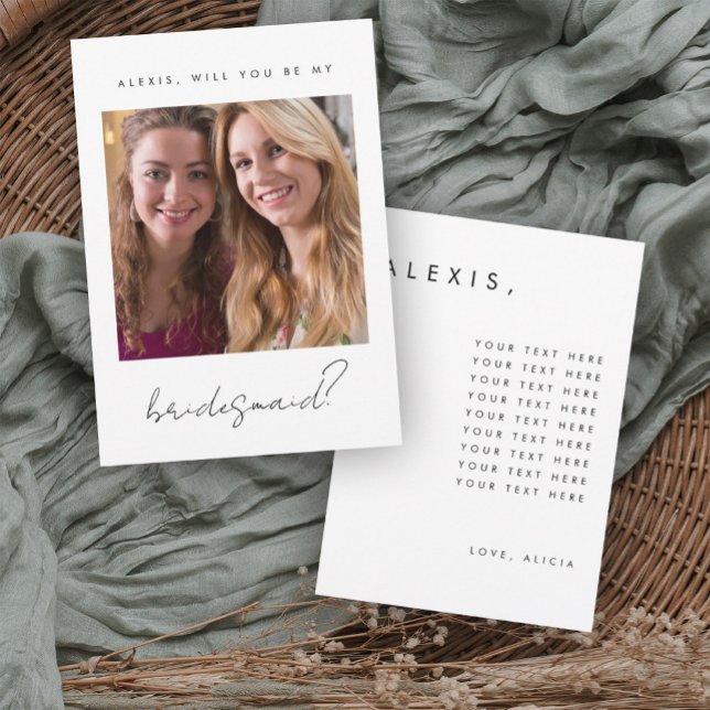 Bridesmaid Proposal Card with Photo (Creator Uploaded)