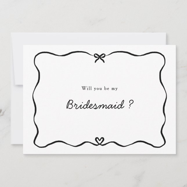 Bridesmaid Proposal Cute Bow Heart frame Invitation (Front)