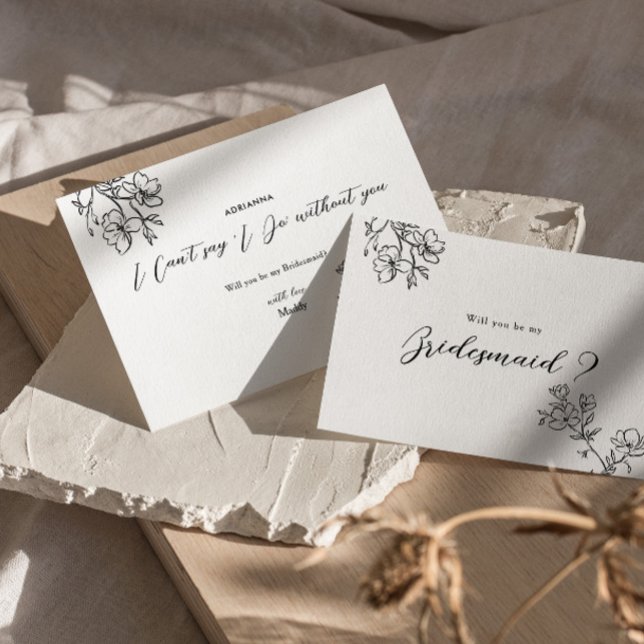 Bridesmaid Proposal Delicate Flowers Elegant  Invitation (Creator Uploaded)