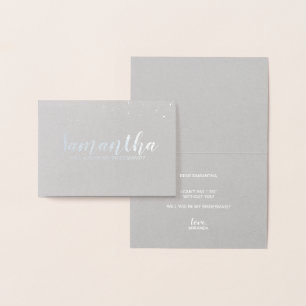 Bridesmaid Proposal   Elegant Confetti Silver Foil Card