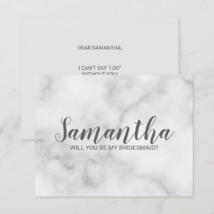 Bridesmaid Proposal Elegant Marble Script Invitation