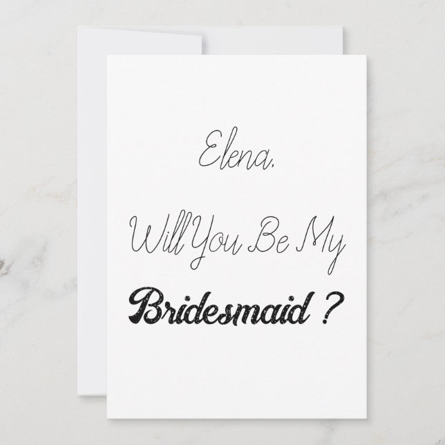 Bridesmaid Proposal Elegant Simple Cool Wedding Invitation (Front)