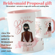 BRIDESMAID PROPOSAL GIFT BLACK Caricature
