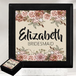 Bridesmaid Proposal Gift Customised Bridal Shower Gift Box<br><div class="desc">Do you need a unique bridal party gift? Why not give your bridesmaids a personalised wooden jewellery keepsake box! This gift is perfect for any bride who wants to show her appreciation for all she does for her big day. The boho floral design on this box is perfect for any...</div>