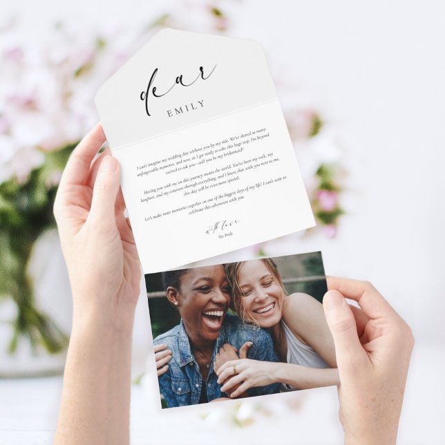 Bridesmaid Proposal Letter Modern Photo Card (Creator Uploaded)