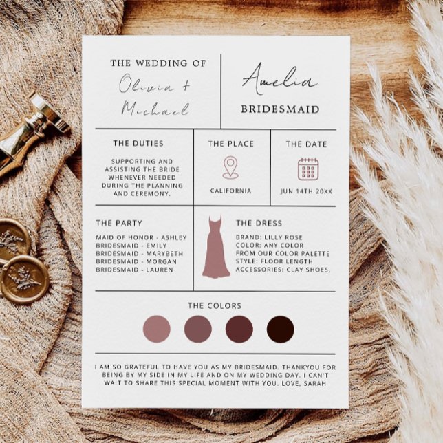 Bridesmaid Proposal & Maid of Honour Card (Bridesmaid Proposal & Maid of Honor Card)