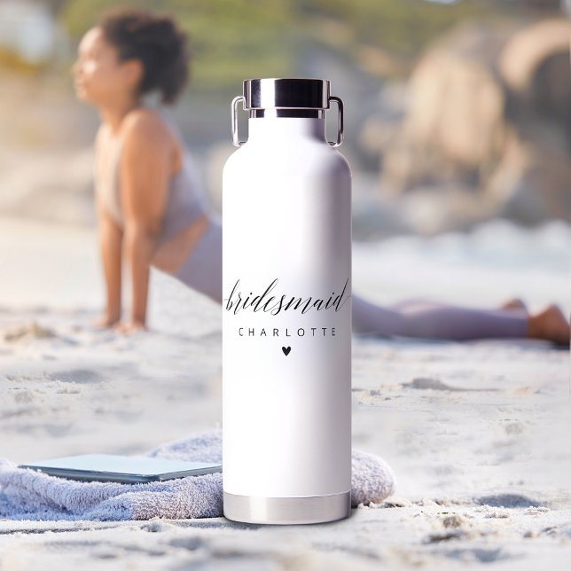 Bridesmaid Proposal Modern Script Bachelorette Water Bottle (Creator Uploaded)