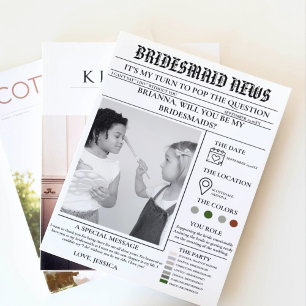 Bridesmaid proposal newspaper+Bridesmaid info card