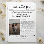 Bridesmaid Proposal Newspaper Photo Retro Invitation<br><div class="desc">Introducing our unique Bridesmaid Proposal Card with a Vintage Newspaper Theme! Inspired by classic newspapers, this one-of-a-kind invitation features elegant typography and an old-fashioned layout, perfect for adding a touch of nostalgia to your bridal party proposal. Customise it with one photo to make your invitation truly personal and special. It's...</div>