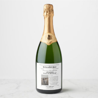 Bridesmaid Proposal Newspaper Photo  Sparkling Wine Label