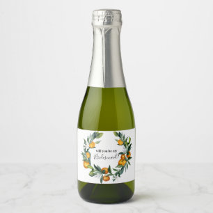 Bridesmaid proposal oranges mug sparkling wine label
