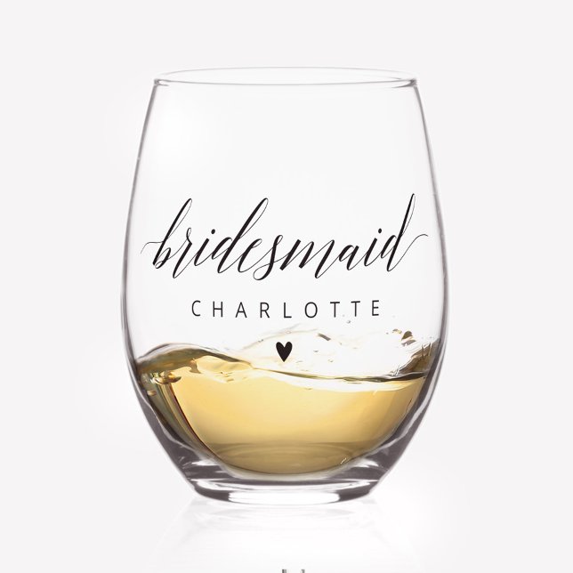 Bridesmaid Proposal Personalised Name Stemless Wine Glass (Creator Uploaded)