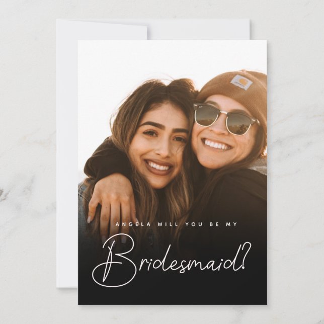 Bridesmaid proposal photo  script Flat Card (Front)