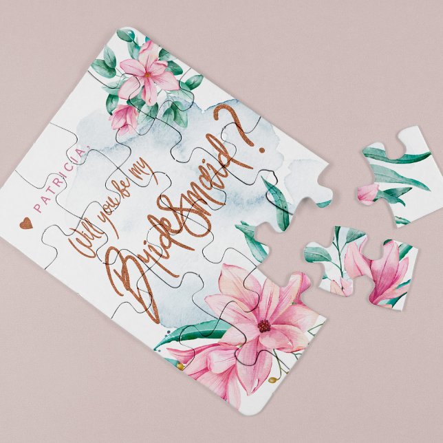 Bridesmaid proposal pink will you be my bridesmaid jigsaw puzzle (Creator Uploaded)