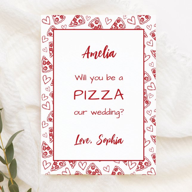 Bridesmaid Proposal Pizza That's Amore Italian Red Card (Creator Uploaded)