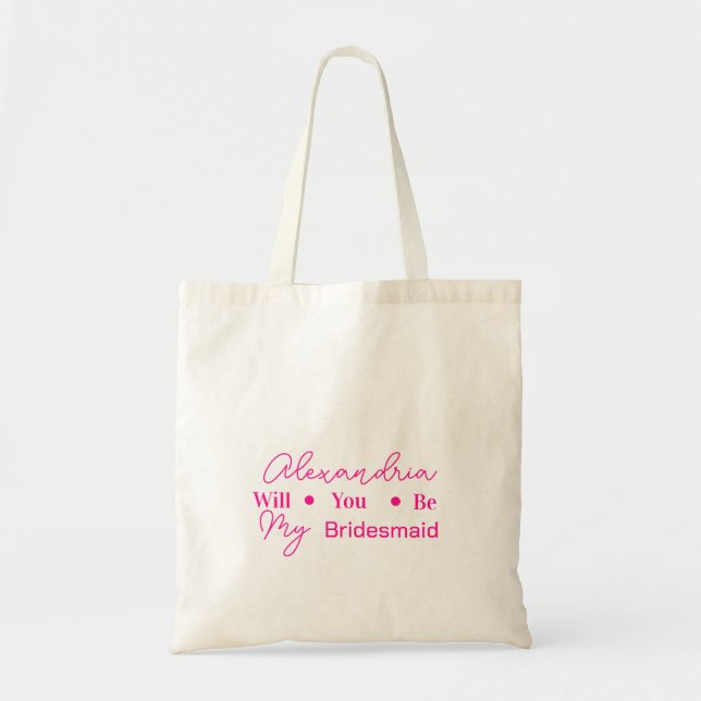 Bridesmaid Proposal Simple Hot Pink Tote Bag (Front)
