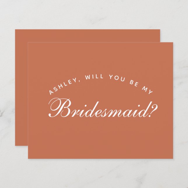 Bridesmaid Proposal Terracotta Budget Simple Brown (Front/Back)