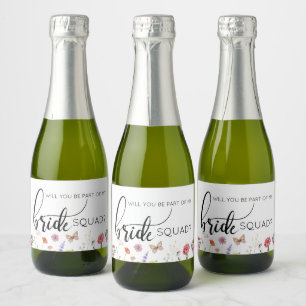 Bridesmaid Proposal Wild Flowers Sparkling Wine La Label