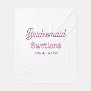 bridesmaid purple pink name date maid of honour ba fleece blanket