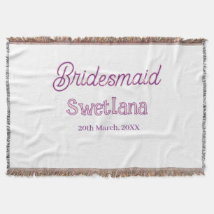 bridesmaid purple pink name date maid of honour ba throw blanket