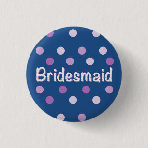 Bridesmaid Purple Polka Dot 3 Cm Round Badge