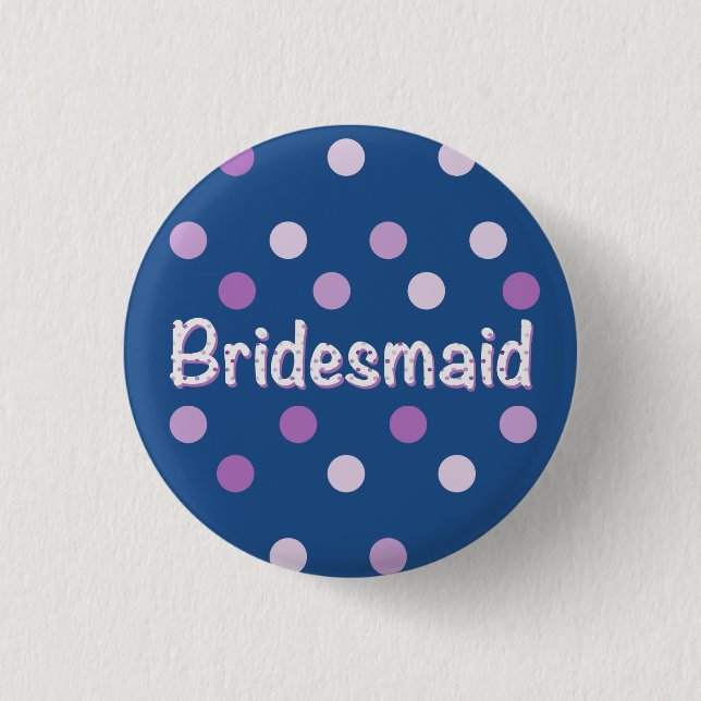 Bridesmaid Purple Polka Dot 3 Cm Round Badge (Front)