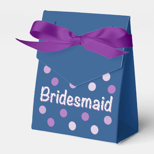 Bridesmaid Purple Polka Dot Favour Box (Front Side)